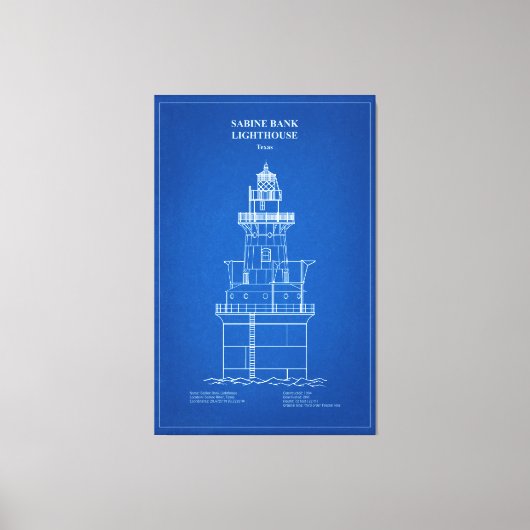 サビネバンクライトハウス – テキサス州- AD キャンバスプリント (正面)