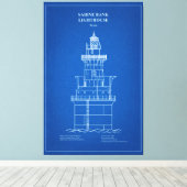 サビネバンクライトハウス – テキサス州- AD キャンバスプリント (インサイチュ (ウッドフロア))