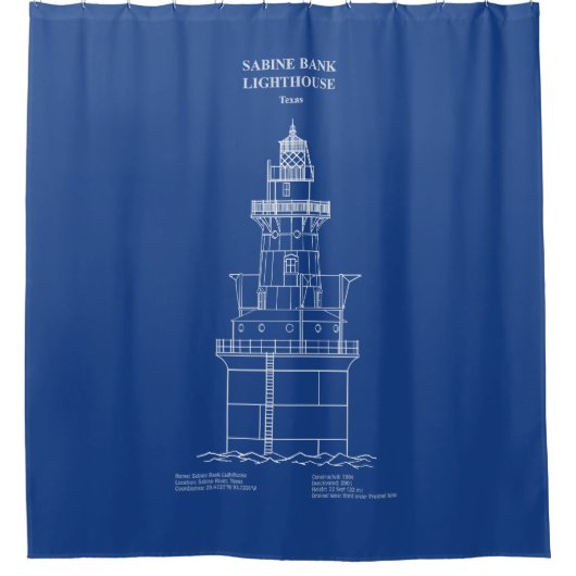 サビネバンクライトハウス – テキサス州- AD シャワーカーテン (正面)