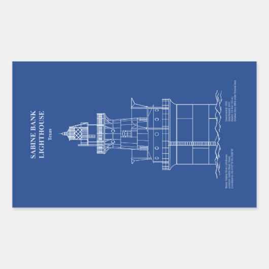 サビネバンクライトハウス – テキサス州- AD 長方形シール (正面)