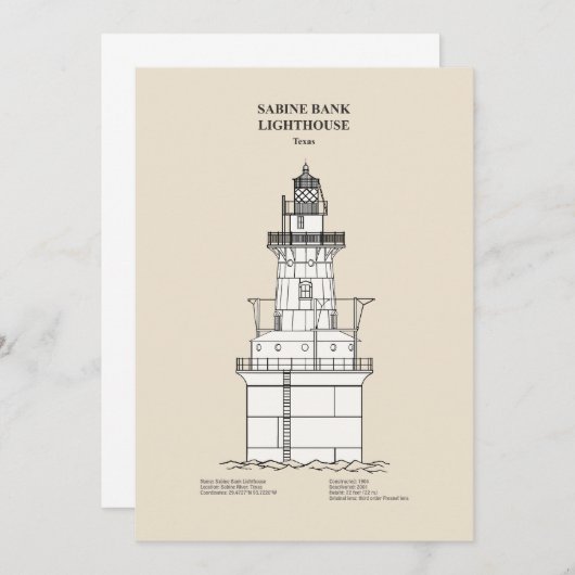 サビネバンクライトハウス – テキサス州- SBD サンキューカード (正面/裏面)