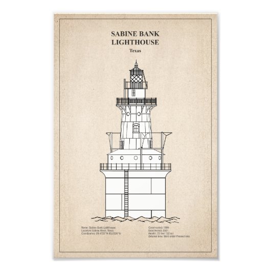 サビネバンクライトハウス – テキサス州- SBD フォトプリント            (正面)