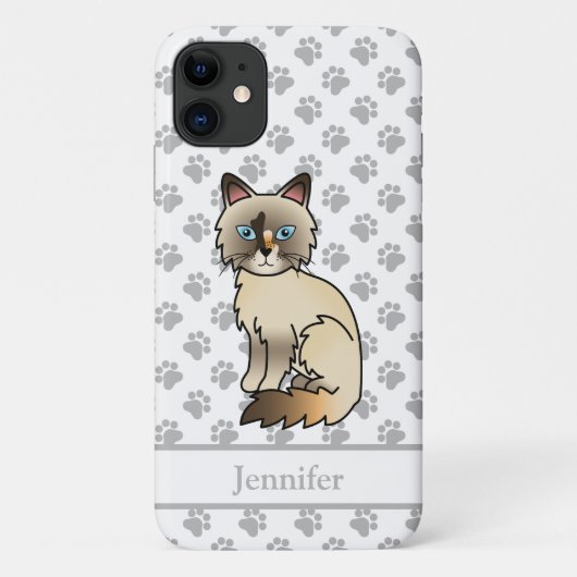 サビ猫柄のバーマン/ラグドール かわいい猫と名前 Case-Mate iPhoneケース (裏面)