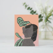 サビ猫 グレー 植物 ありがとう ポストカード (スタンド正面)