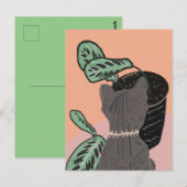 サビ猫 グレー 植物 ありがとう ポストカード (正面/裏面)