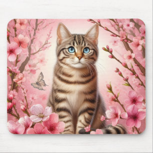 サビ猫 桜の花 キッテン マウスパッド
