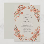 サビ色の野の花の結婚式 招待状 (正面/裏面)