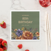 サビ色オレンジ青い花緑の誕生日 スタンダードランチョンナプキン (インサイチュ)