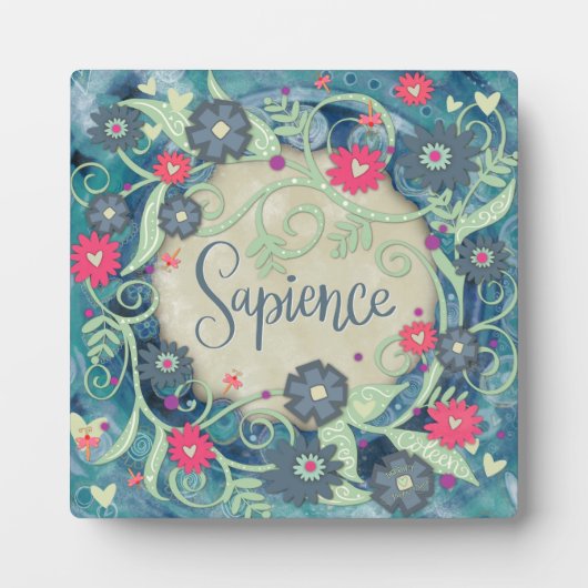サピエンスブルーピンク感動的フローラかわいらし フォトプラーク (正面)
