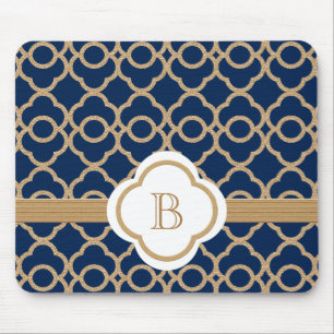 サファイアおよび金ゴールドのモロッコのモノグラムの マウスパッド