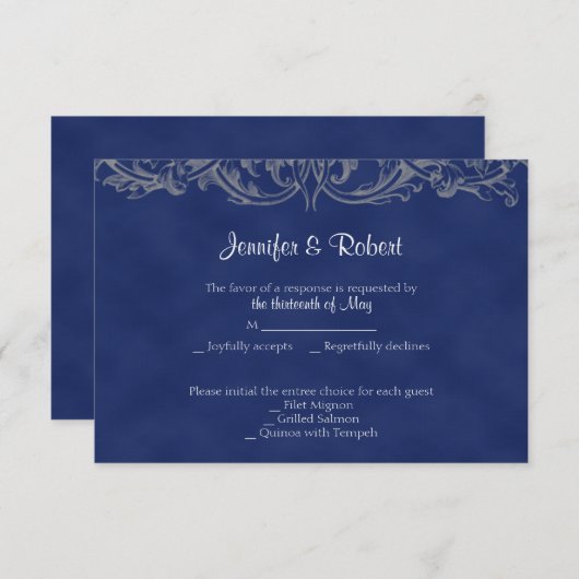 サファイアおよび銀第45記念日の応答カード 出欠カード (正面/裏面)