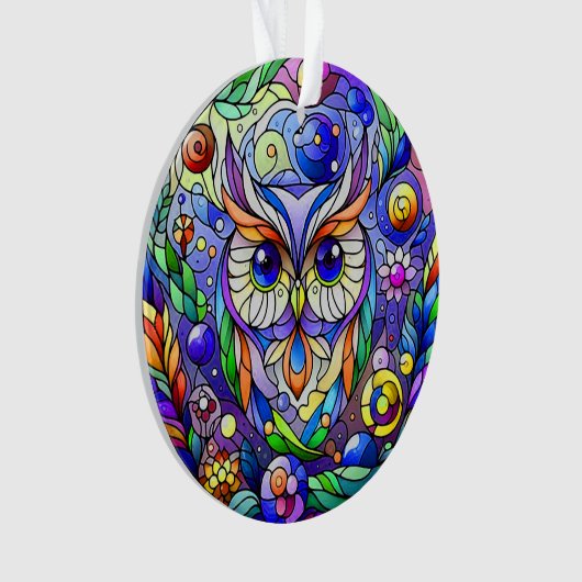 サファイアお洒落アイフクロウ オーナメント (正面)