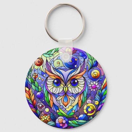 サファイアお洒落アイフクロウ キーホルダー (正面)