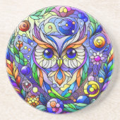 サファイアお洒落アイフクロウ コースター (正面)