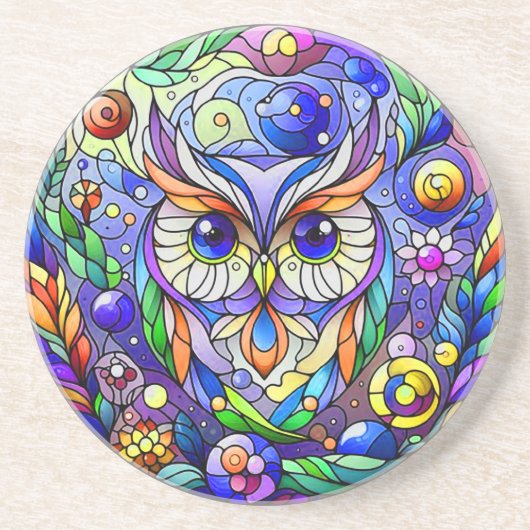 サファイアお洒落アイフクロウ コースター (正面)