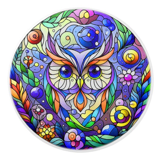 サファイアお洒落アイフクロウ セラミックノブ (正面)