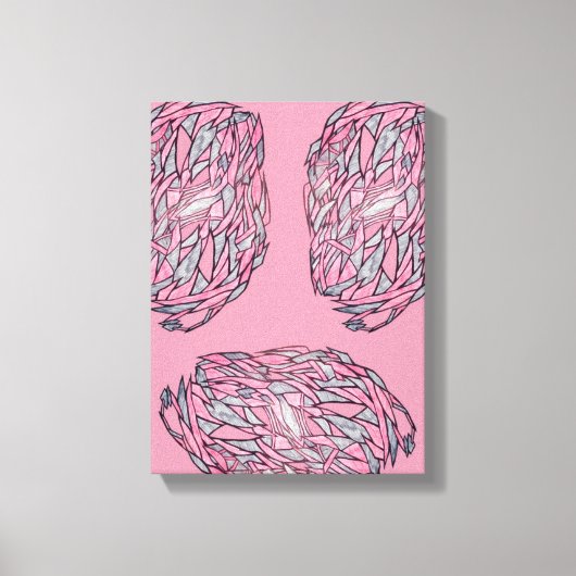 サファイアとルビーの抽象的な海の生物 キャンバスプリント (正面)