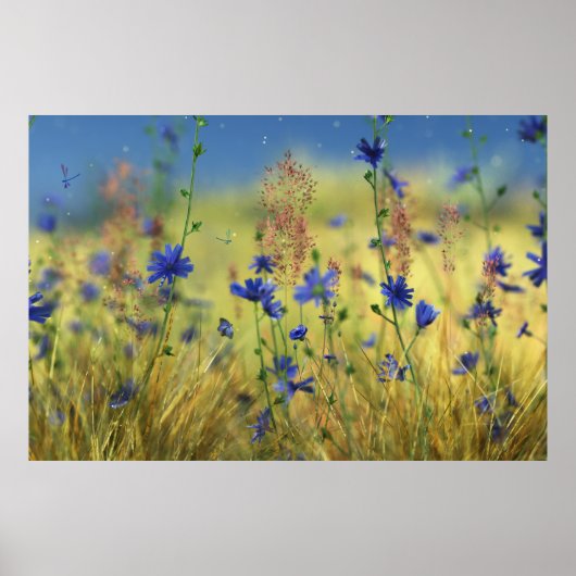 サファイアと金ゴールドプリント ポスター (正面)