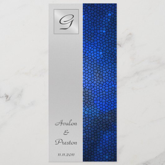 サファイアのステンドグラスの結婚式プログラムの招待状 プログラム (正面)