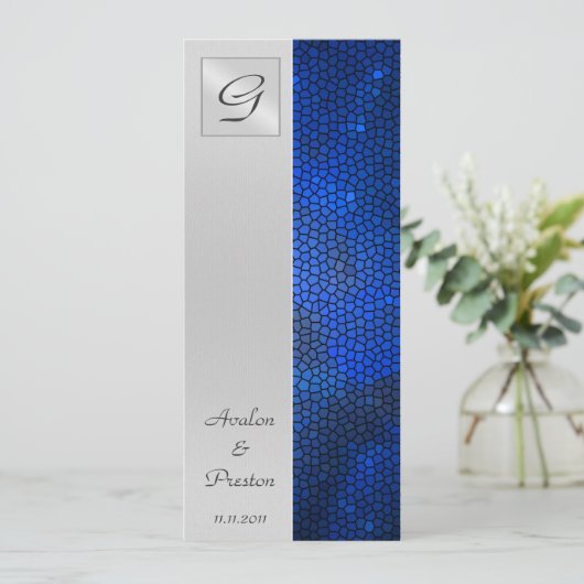 サファイアのステンドグラスの結婚式プログラムの招待状 プログラム (スタンド正面)