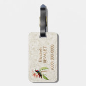 サファイアのハチドリのヴィンテージの芸術のモノグラム ラゲッジタグ (裏面縦)