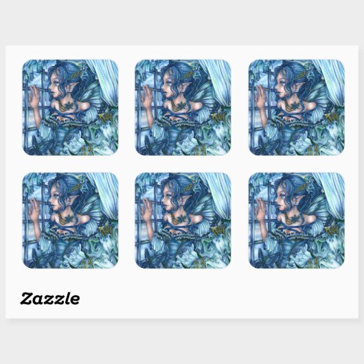 サファイアの冬の妖精の女の子の見解 スクエアシール (シート)