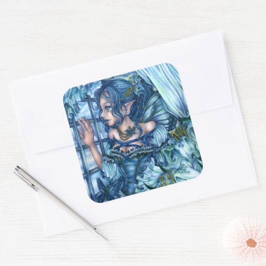 サファイアの冬の妖精の女の子の見解 スクエアシール (封筒)