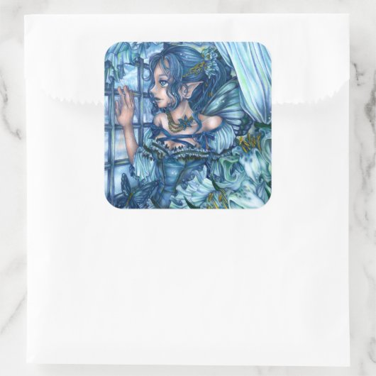 サファイアの冬の妖精の女の子の見解 スクエアシール (バッグ)