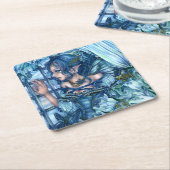 サファイアの冬の妖精の女の子の見解 スクエアペーパーコースター (アングル)