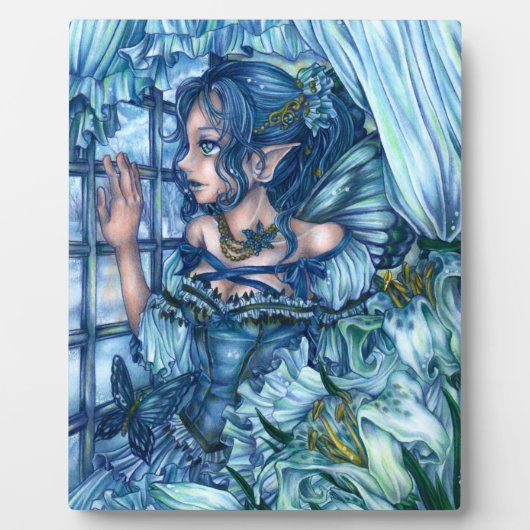 サファイアの冬の妖精の女の子の見解 フォトプラーク (正面)