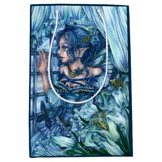 サファイアの冬の妖精の女の子の見解 ミディアムペーパーバッグ (正面)