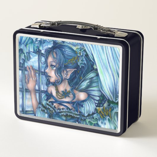 サファイアの冬の妖精の女の子の見解 メタルランチボックス (裏面)