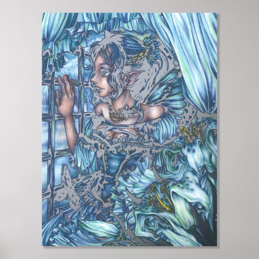 サファイアの冬の妖精の女の子の見解 箔ポスター (正面)
