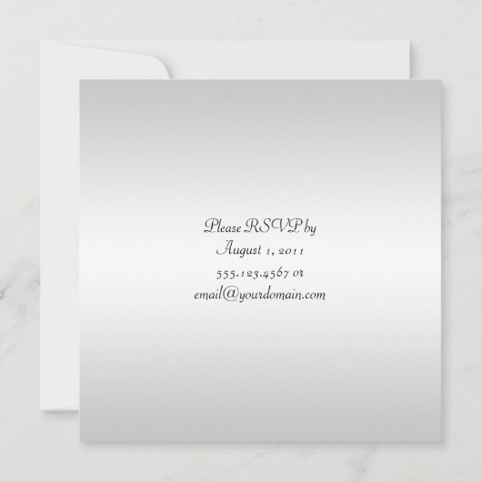 サファイアの宝石がちりばめられた渦巻き ウェディングアフターセレブレーション 招待状 (裏面)