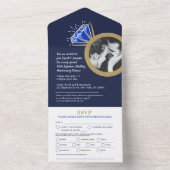 サファイアの指輪と食事をする４５周年記念日のディナー オールインワン招待状 (内側)