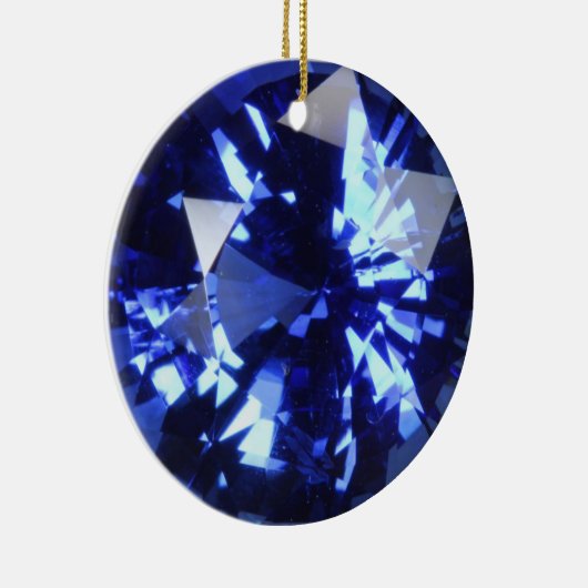 サファイアの濃紺の宝石用原石9月Birthstone セラミックオーナメント (右)