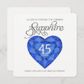 サファイアの結婚の愛はとても強いハートの水彩画 招待状 (正面/裏面)