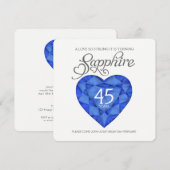 サファイアの結婚の愛はとても強い心の水彩画 招待状 (正面/裏面)