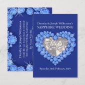サファイアの結婚式 ハートにあなたのお写真 パーティー招待状 招待状 (正面/裏面)