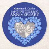 サファイアの結婚記念日のハートの写真のコースター ラウンドペーパーコースター (正面)