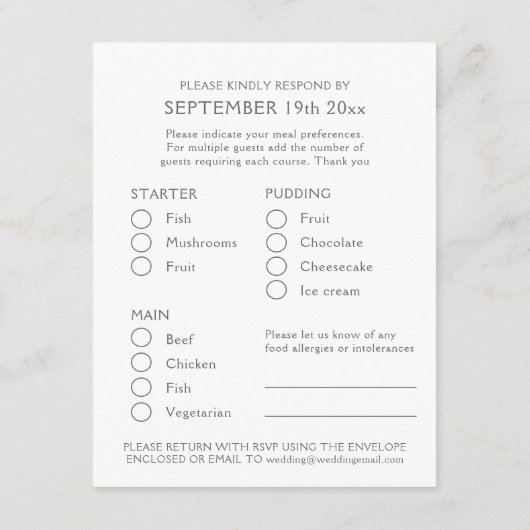 サファイアの結婚記念日のハートの芸術の食事の選択 エンクロージャーカード (裏面)