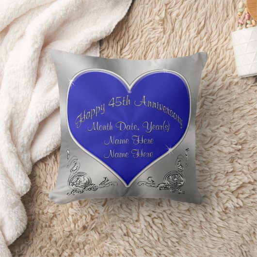 サファイアの銀色の第45結婚記念日の枕 クッション (ブランケット)