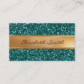 サファイアの青いグリッター、フェイクな金ゴールドホイル 名刺 (正面)