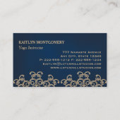 サファイアの青および金ゴールドの華美な日が差すことの曼荼羅 名刺 (裏面)