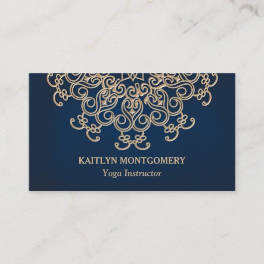 サファイアの青および金ゴールドの華美な日が差すことの曼荼羅 名刺 (正面)