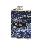 サファイアの青および銀 フラスク (左)