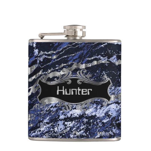 サファイアの青および銀 フラスク (正面)