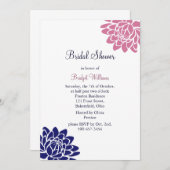 サファイアの青のはすの花のブライダルシャワー 招待状 (正面/裏面)