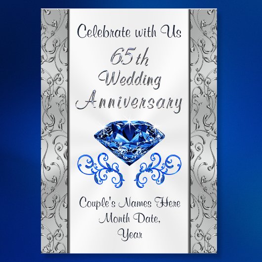 サファイアの65周年結婚記念日招待状 招待状