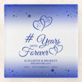 サファイアアニバーサリーハートが何年も続く ガラスコースター (正面)